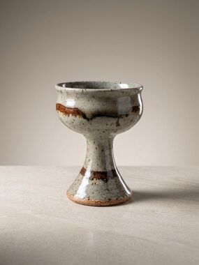 VINTAGE STUDIO POTTERY HANDMADE WINE GOBLET WABI SABI MCM MINIMAL QUIET LUXURY